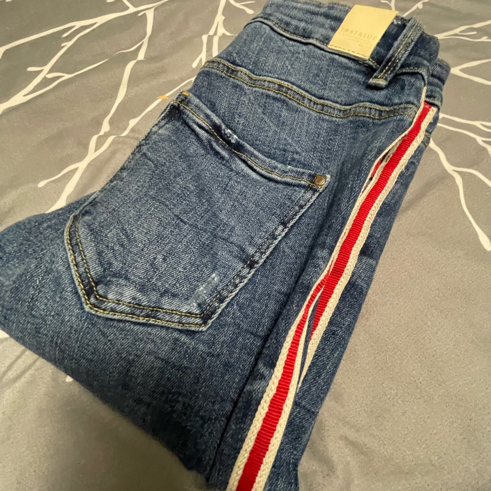 Zara Blue Jeans with Red Stripe